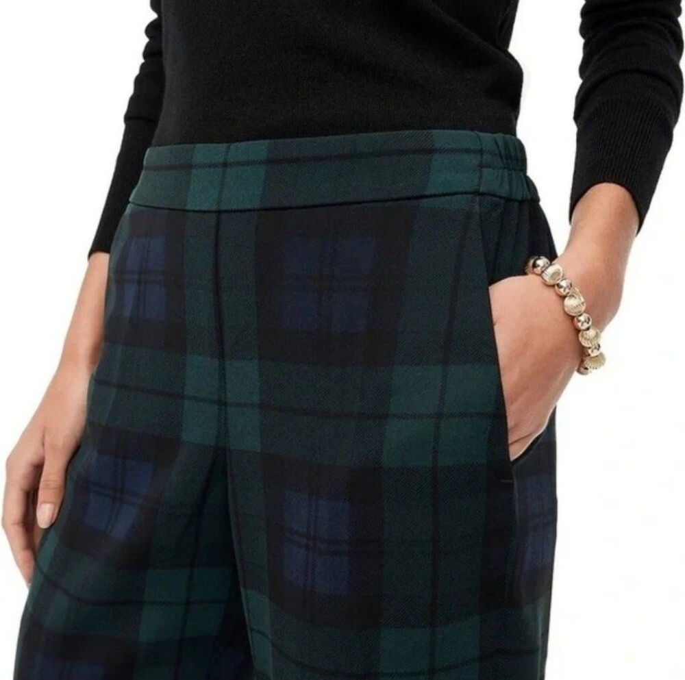 J.Crew Jamie Pant Green Blue Plaid Pull On Trousers Size 10 Tall